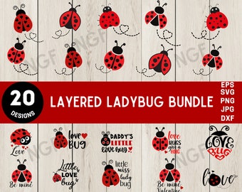 Ladybug Bundle SVG - Ladybug SVG - Ladybug SVG Layered- Instant download - svg, png, eps, dxf, jpg file