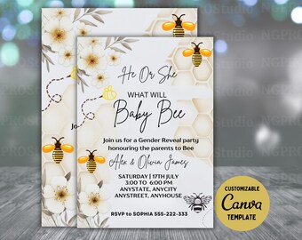 Bee Baby Shower Invitation Honey Baby Shower Invitation Baby Bee Parents to Bee A Little Honey on Way EDITABLE Instant Digital Download