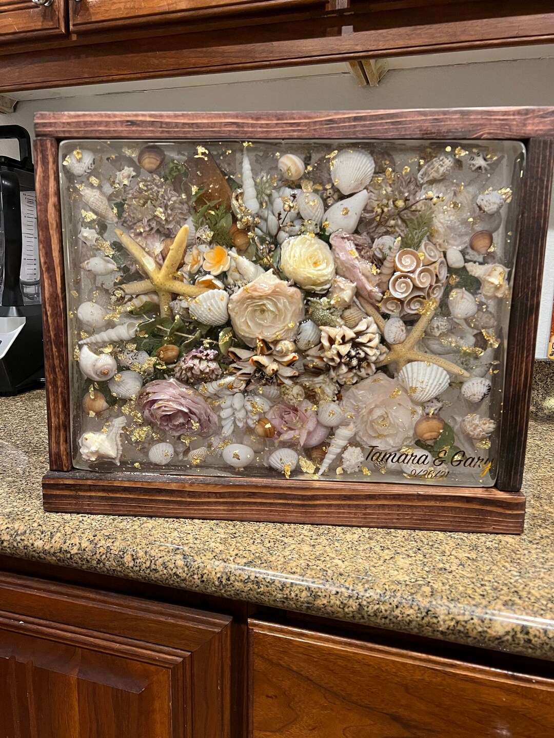 Custom Made Epoxy Resin Wedding Flowers With Custom Wood Frame Etsy