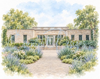 Thornhill Morton Arboretum Watercolor Illustration | Lisle Illinois Garden Wedding Venue Art, Digital Download