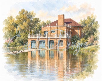 Columbus Park Refectory Chicago Watercolor Illustration | Lagoon Wedding Venue Art, Digital Download