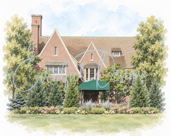 The American Club Kohler Watercolor Illustration | Wisconsin Resort Wedding Venue Art, Digital Download
