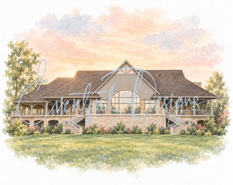 La Grange Country Club Watercolor Illustration | Illinois Golf Club Wedding Venue Art, Digital Download