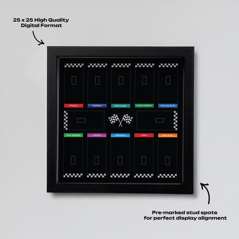 Motorsport Mini F1 Display Background – 25×25 cm Printable Art for Brick Builds