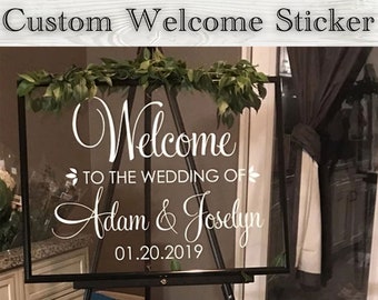 Personalized Wedding Decal for Mirror,Custom Welcome Wedding Signs, Bride Name Labels Wall Stickers, Vinyl Decal Sticker, Wedding Decor