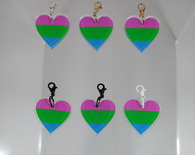 Pride Flag Heart Charm [Nr18] Polysexual {PERSONA Collection} DIY Charm - Gender-Neutral Fashion Jewelry