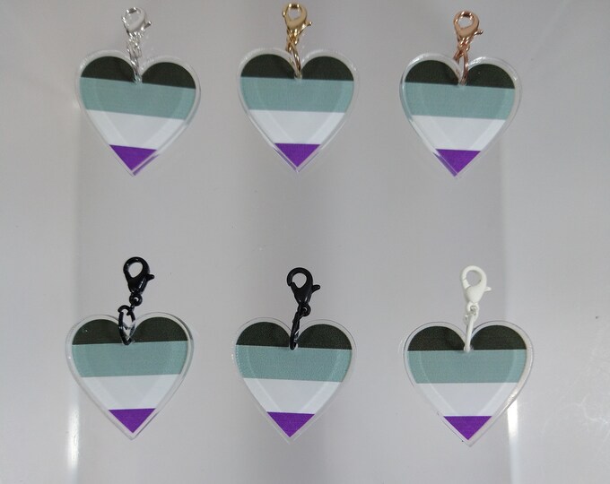Pride Flag Heart Charm [Nr43] Asexual {PERSONA Collection} DIY Charm - Gender-Neutral Fashion Jewelry