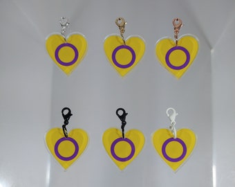 Pride Flag Heart Charm [Nr15] Intersex {PERSONA Collection} DIY Charm - Gender-Neutral Fashion Jewelry