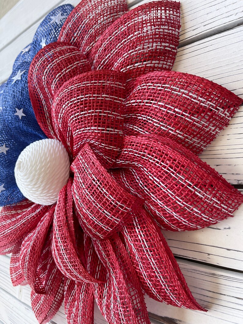 American Flag Wreath for Front Door, Patriotic Wreath, Red White Blue ...