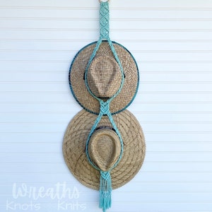 Marcame Hat Hanger, Double Macrame Hat Holder, Boho Decor, Handmade Hat Storage Organization, Farmhouse, Gift for Her, Gift for Him