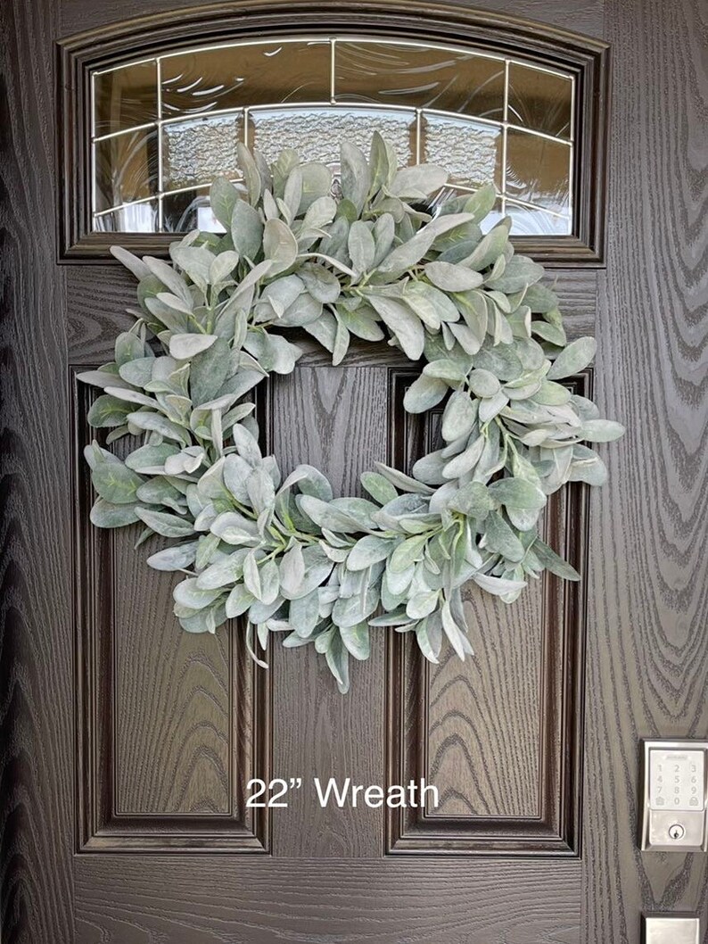 Year Round Lamb’s Ear Wreath for Front Door, Farmhouse Wreath, Gift for ...