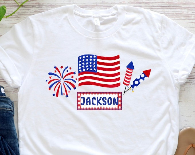 4th Of July Shirt - Personalized Fourth Of July Kids Shirt - Cute Patriotic Name Toddler Shirt - Personalized Custom Name Toddler Shirt