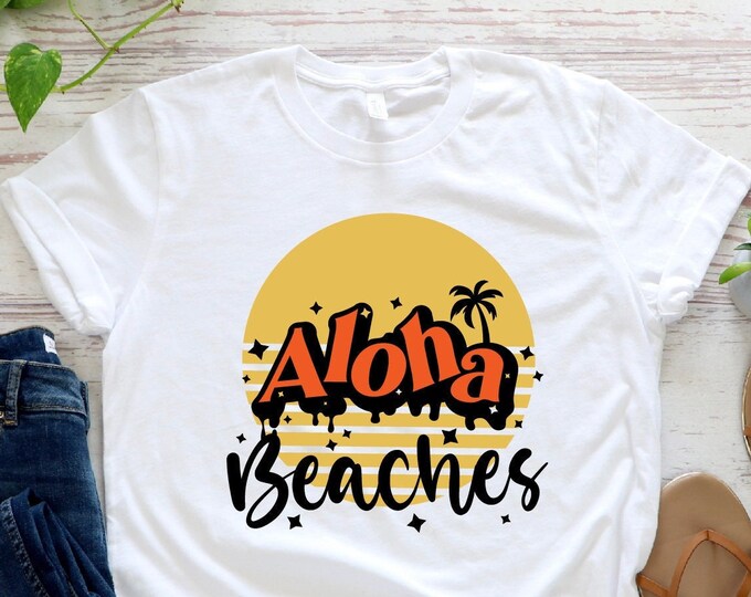 Aloha Beaches Shirt, Beach Shirt, Summer T-shirt,Summer Lover Shirt,Cool Summer Shirt, Summer Vacation Shirt, Summer Gifts, Hawaiian Shirt