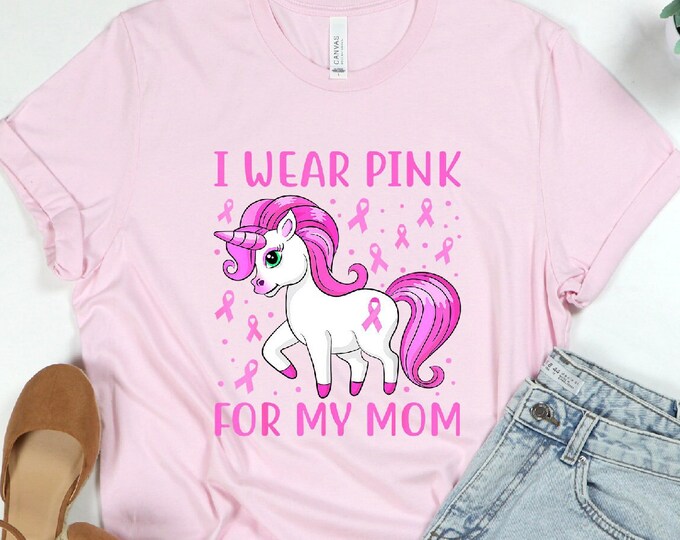 I Wear Pink For Mom Shirt, Cancer Supporting Team Matching Shirt, Motivational Shirt, Cancer Awareness T-shirt, Support Cancer Mom