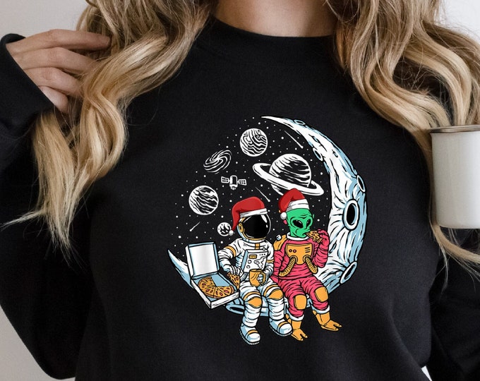 Christmas Alien Astronaut  Sweatshirt, Christmas Sweathirt, Alien Shirt, Christmas Alien Swatshirt, Merry Christmas Shirt, Christmas Gift