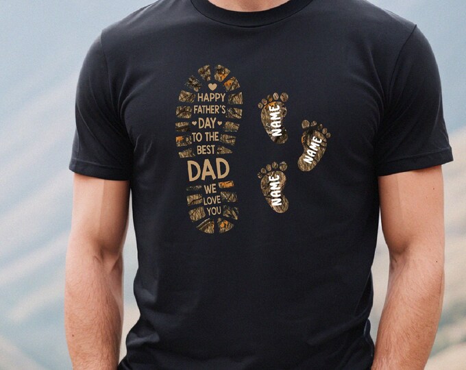 Personalized Best Dad Ever, Dad And Kid Footprints Shirt, Dad Shirt With Kids Names, Father's Day Gift, New Dad Shirt, New Dad Gift