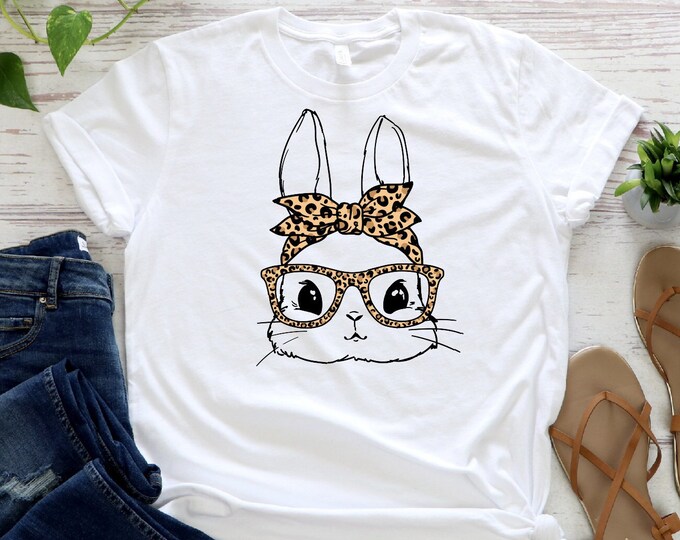 Cute Easter Shirt, Easter Bunny With Glasses Shirt, Bunny With Glasses Shirt, Kids Easter Shirt,  Easter Shirt for Woman, Easter Bunny Shirt