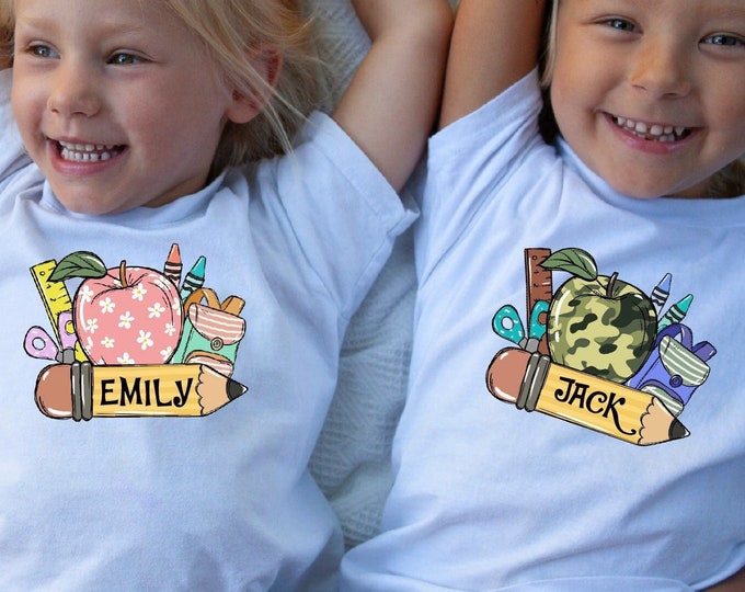 Personalized Girls Back To School Shirt, First Day Of School Shirt,  1st Day Of School Shirt,  Boys First Day Of School, School Apple