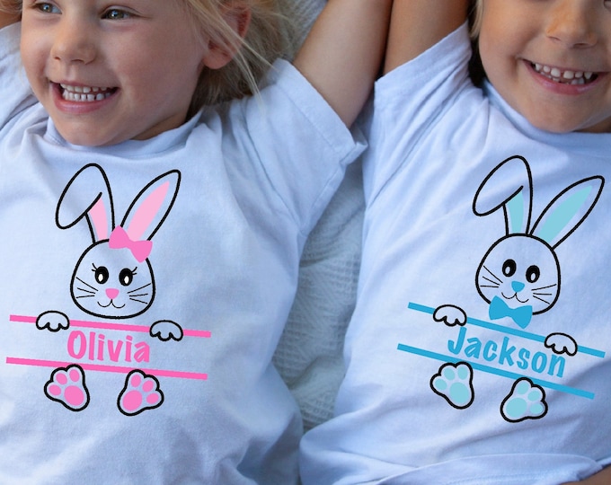 Personalized Easter Shirt for Girls and Boys, Custom Easter Bunny Shirt, Customized Name Toddler Shirt, Cute Bunny Shirt, Easter Shirt