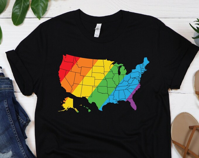 Pride America Map Shirt, Equality Shirt, Human Rights Shirt, Custom High Quality Shirt, Novelty Shirt, LGBTQ, LGBTQ  Shirt, Gift For Pride