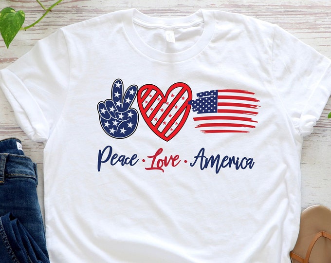 Peace Love America Shirt, 4th Of July Peace Shirt, Independence Day Shirt, Patriotic Family Shirt, 4th Of July Shirt, 4th Of July Gift,