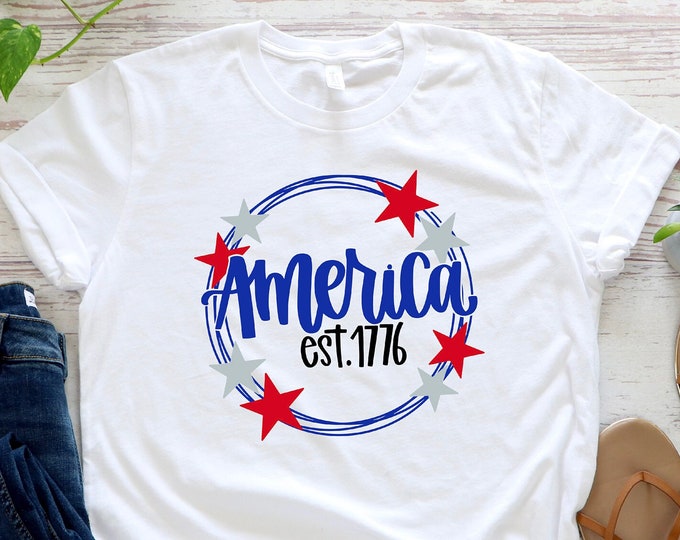 America Est. 1776 Shirt,  4th Of July Shirt, Independence Day Shirts, Patriotic Family Shirts, 4th Of July Gift Shirt, American Star Shirt