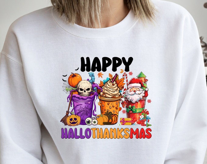 HalloThanksMas Shirt, Holiday Season Shirt, Holiday Gnome Shirt, Halloween Shirt, Thanksgiving Shirt, Christmas Shirt, Holiday Season Gift