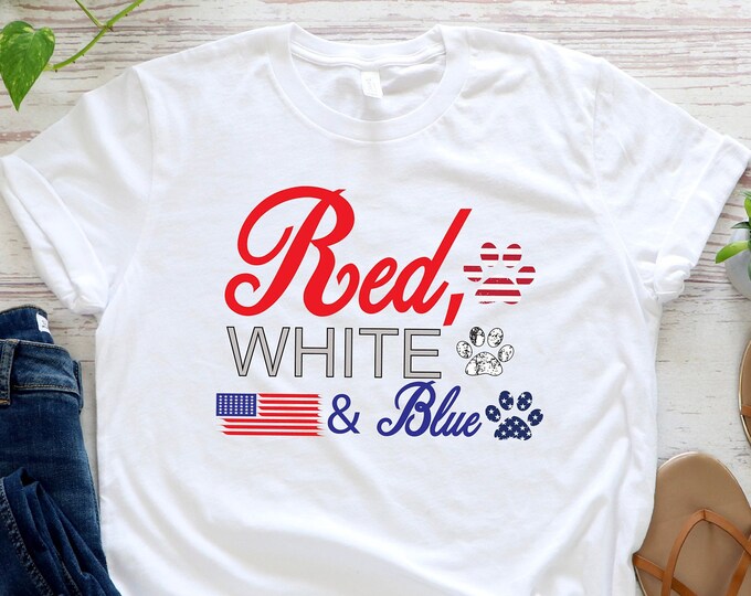 Red White Blue Paw Shirt, 4th Of July Shirt, Independence Day Shirts, Patriotic Family Shirts, 4th Of July Gift Shirt, American Flag Shirt