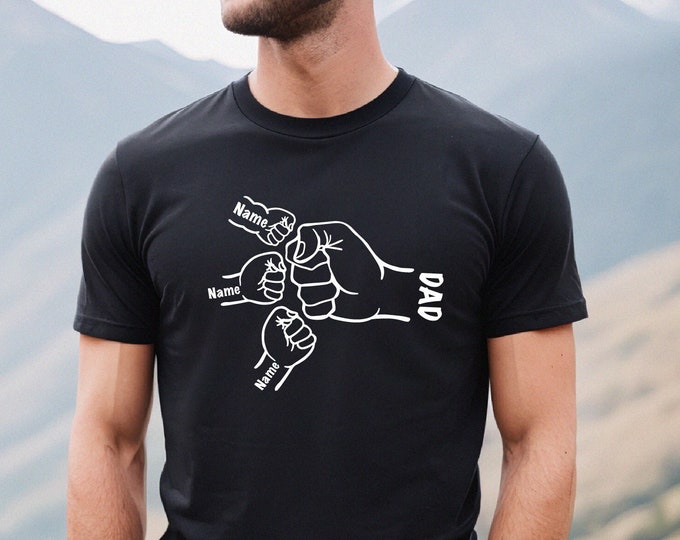 Custom Father's Day Family Fist Bump Shirt, Custom Fathers Day Shirt, Fist Bump Kids Name Shirt, Daddy's Team Shirt, Personalized Dad Fist