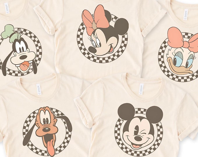 Retro Mickey and Friends Shirt, Retro Disney Trip Shirt, Checkered Mickey Shirt, Retro Mickey Shirt, Disney Family Vacation, Custom Disney