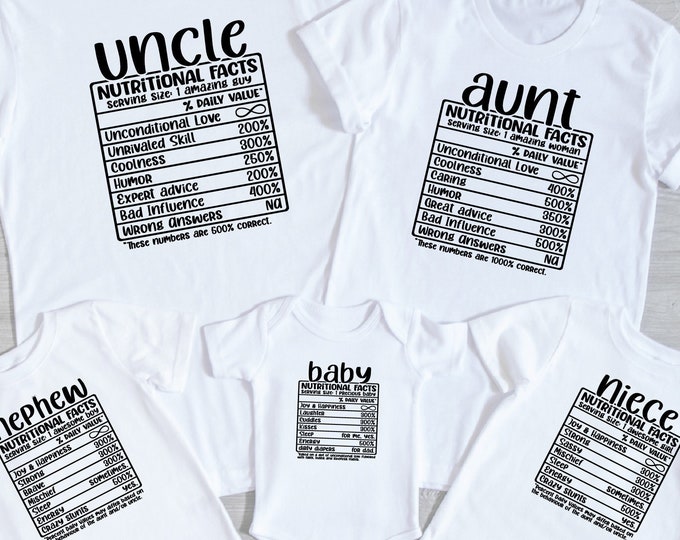 Funny Matching Christmas Shirts, Matching Aunt Uncle Niece Nephew Baby, Family Shirts, Christmas Shirt Set, Auntie Baby Uncle Niece Nephew