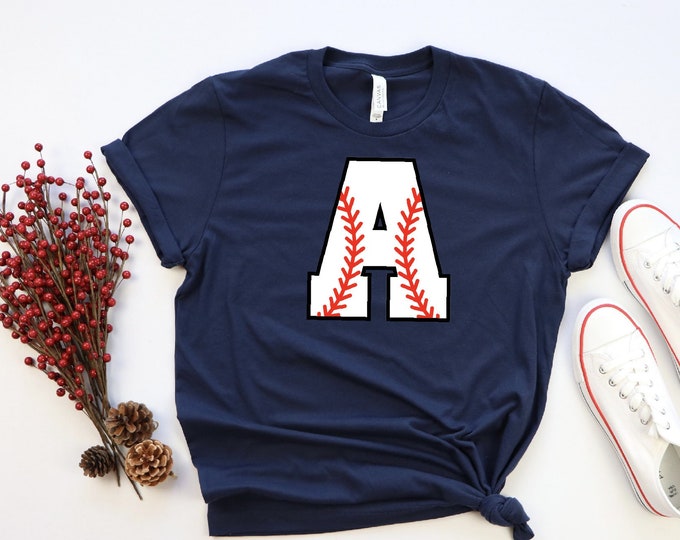 Custom Baseball Alphabet Shirt, Baseball Custom Birthday Shirt, Baseball Mom Shirt, Personalized Baseball Tees, Custom Baseball Shirts