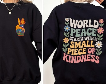 Artsy World Peace Sweatshirt: 70's Hippie Style