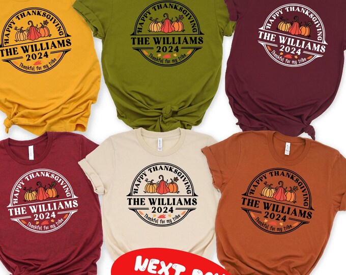 Custom Family Name Thanksgiving Matching Shirt 2024, Thanksgiving Dinner Shirt, Pumpkin Family Shirt, Thanksgiving Group Shirt, Personalized