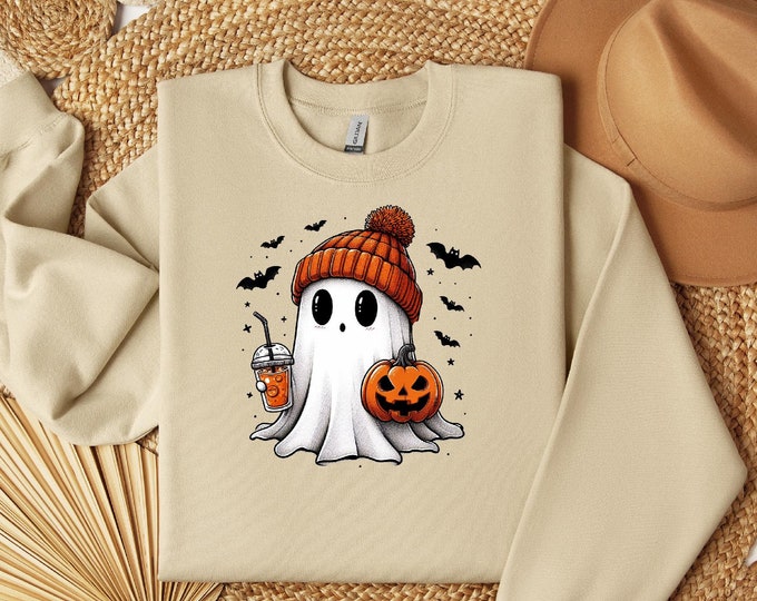 Halloween Ghost Sweatshirt, Pumpkin Shirt, Boo Shirt, Spooky Ghost Hoodie, Spooky Season Ghost Sweater, Spooky Vibes Shirt, Halloween Gifts