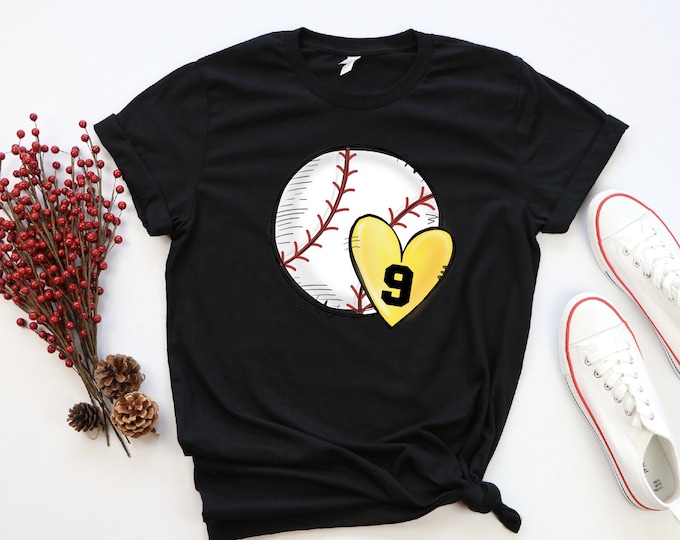 Baseball Numbers Shirt, Baseball Custom Birthday Shirt, Baseball Mom Shirt,Personalized Baseball Tee, Custom Baseball Shirts, Baseball Heart