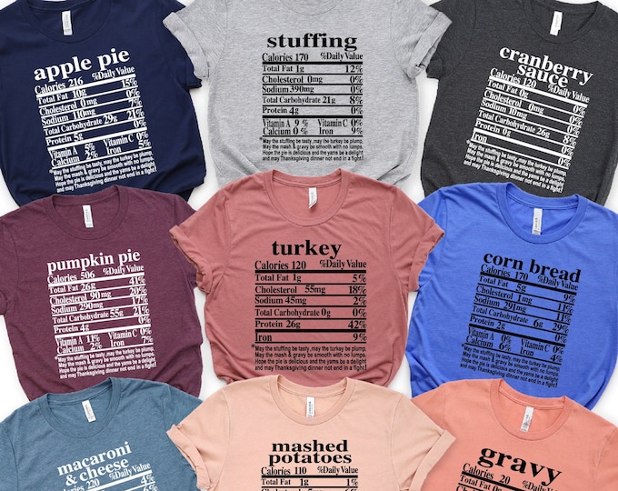 Nutrition Thanksgiving Food Shirt, Funny Thanksgiving Shirt, Thanksgiving Shirt, Thanksgiving Food Shirt, Thanksgiving Family Group Shirts