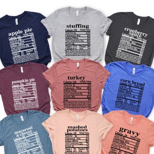 Funny Thanksgiving Food Nutrition Facts Shirt