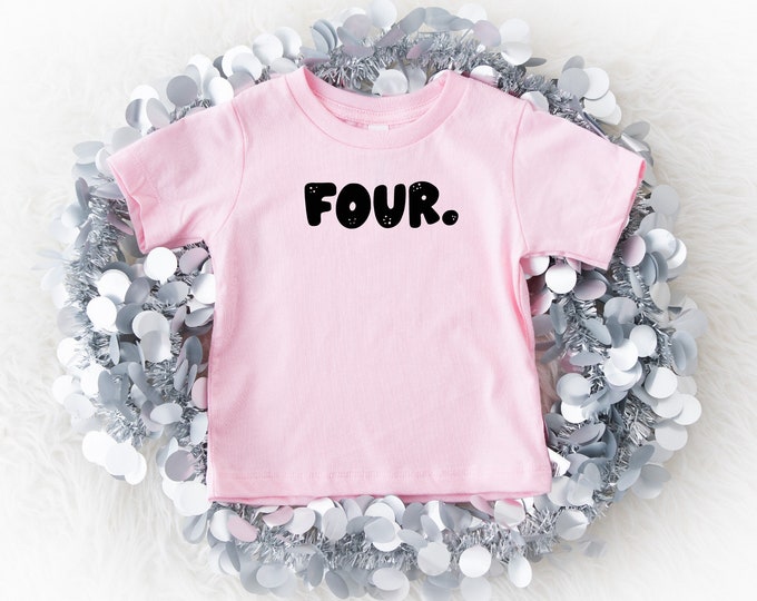 4th Birthday Shirt for Boys and Girls - Four Ever Young Toddler Birthday Shirt - Fourth Birthday Toddler & Youth Natural Tee #5100-C