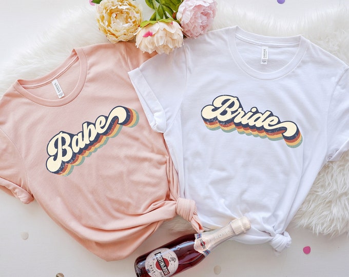 Wine Bachelorette Party Shirts, Bachelorette Party Shirts, Retro Bride Babe Shirt, Bride Shirt, Team Bride Shirt, Bridesmaid Party Shirt