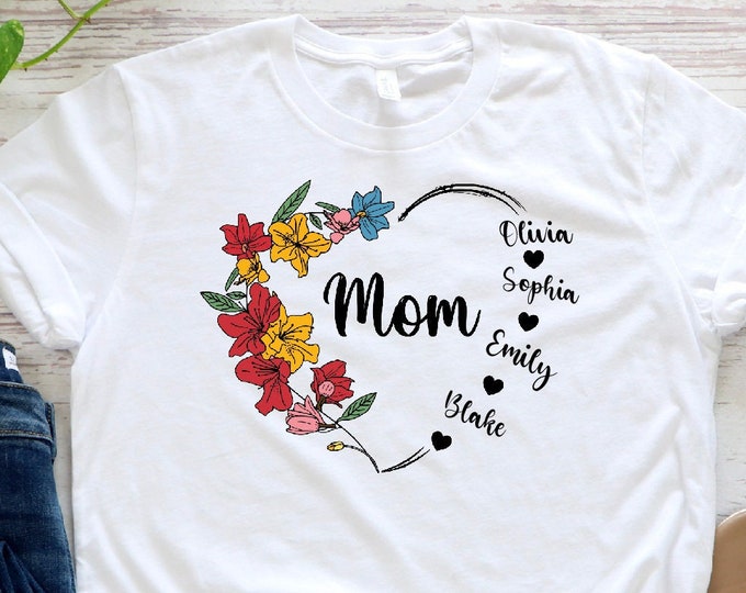Custom Mom Shirt, Personalized Mom Shirt With Kids Names, Custom Mother's Gift, Personalized Mom Shirt with Kids Names, Custom Gift for Mom