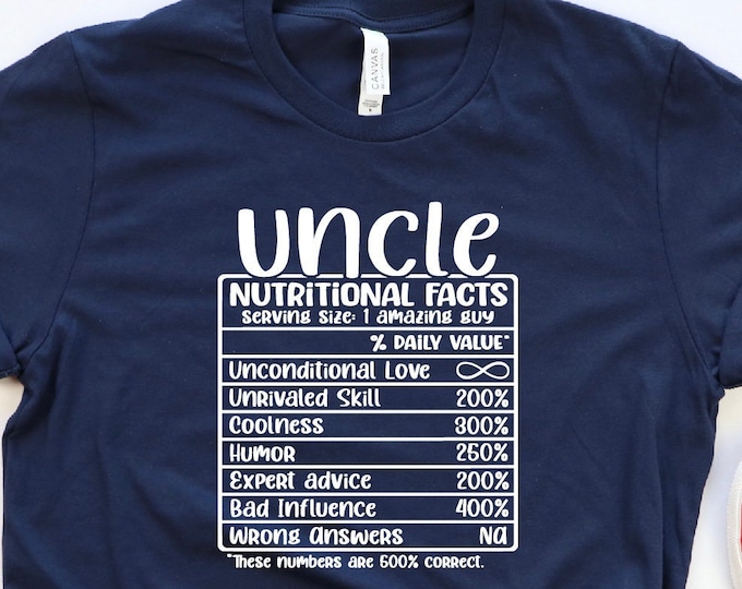 Uncle Nutritional Facts Definition Shirt, Funny Uncle Shirt, Gift For Uncle, Funcle Funny Gift, Uncle Lover Gift, Fathers Day