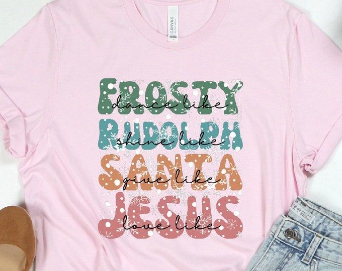 Frosty Rudolph Santa Jesus Christmas Shirt, Christmas Party  Shirt ,Winter Holiday Outfit Ideas, Christmas Graphic Shirt, Christmas Gift