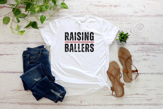 Raising Ballers Baseball Mom T-Shirt: Funny Baseball Tee