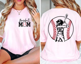 Personalized Baseball Mom Shirt: Custom Name & Number, Gameday Tee