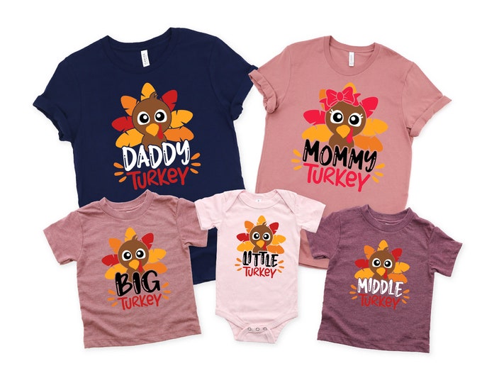 Thanksgiving Shirt, Mommy Daddy Little Turkey, Thanksgiving Family, Funny Thanksgiving Shirt, Fall Gift, Kids Thanksgiving,Baby Thanksgiving