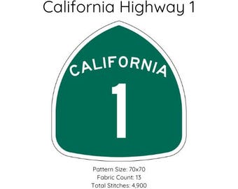 California Landstraße 1 Nadelspitzen Stickmuster Stickvorlage Kreuzstich Stickmuster Vorlage Stickvorlage Stickbild Zählvorlage
