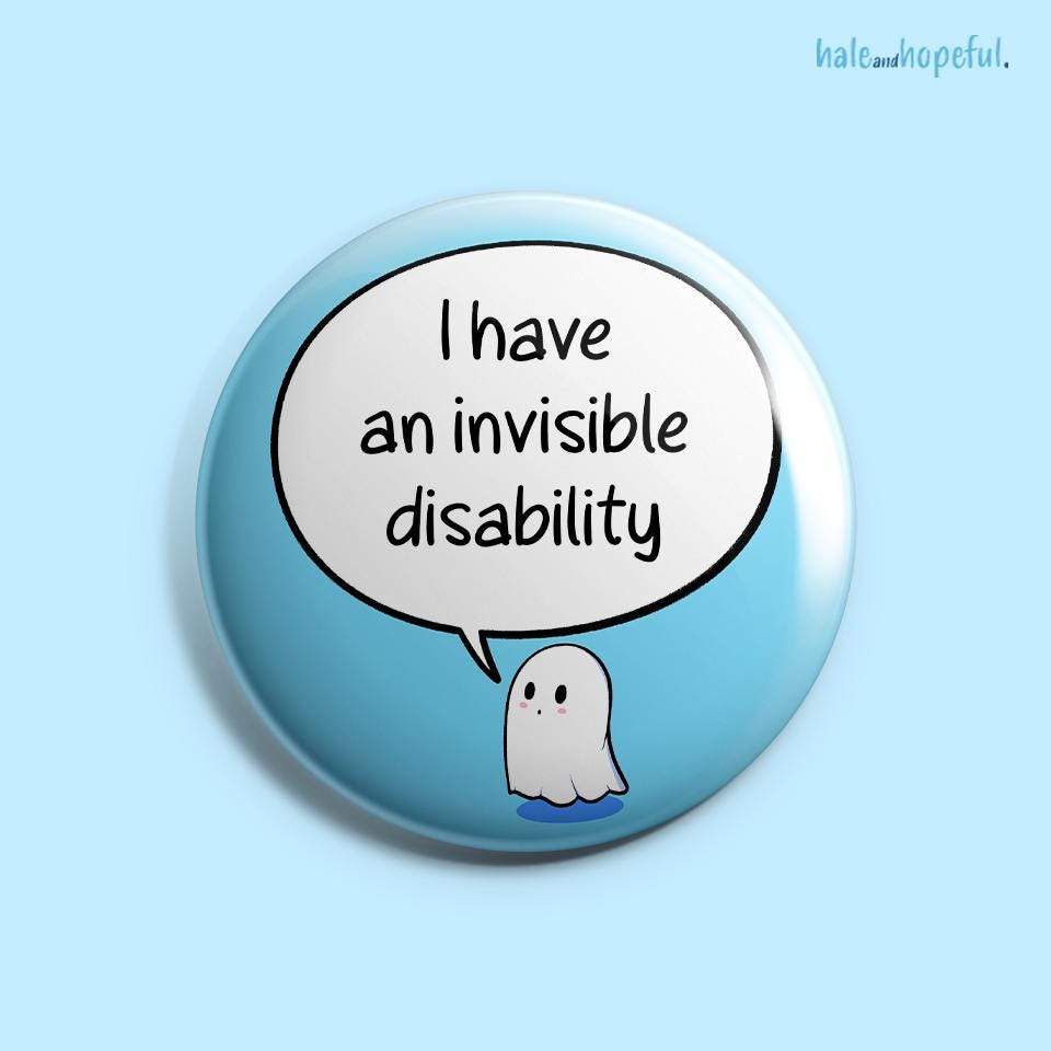 Invisible Disability Ghost Badge | Hidden Disabilities - Autism, ADHD ...