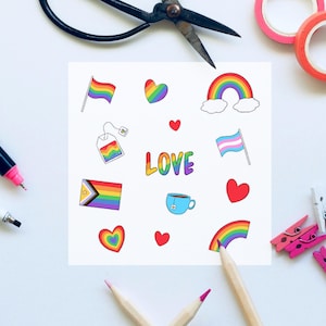 LGBTQ+ Pride Sticker Sheet | Lesbian, Gay, Bi, Trans, Queer Stickers