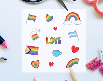 LGBTQ+ Pride Sticker Sheet | Lesbian, Gay, Bi, Trans, Queer Stickers
